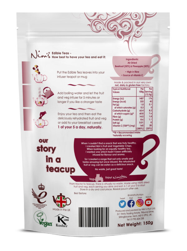 Nims Edible Tea Beetroot & Pineapple Pack BOP